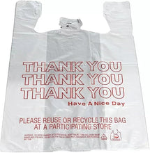 Load image into Gallery viewer, Plastic Grocery Shopping Bags, 1/6 Large, 21 x 6.5 x 11.5 inches, &quot;Thank You&quot; Printed, Set of Bags