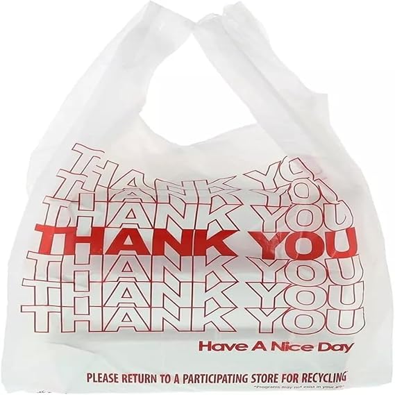 Thank You Bags Plastic Shopping Bags with Handles,T-Shirt Bags(11.5" x 6.5" x 21") Perfect for Restaurant, Retail, Grocery