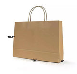 Brown Kraft Paper Grocery Shopping Bag (16”L x 6”D x 12 ½”H) - Case of 100