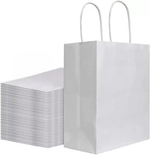 Load image into Gallery viewer, Paper Shopping Bags 250 White Kraft 8&quot;x4.75x10.5&quot; Retail Merchandise Handles