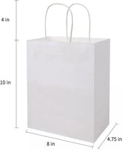 Load image into Gallery viewer, Paper Shopping Bags 250 White Kraft 8&quot;x4.75x10.5&quot; Retail Merchandise Handles