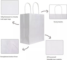 Load image into Gallery viewer, Paper Shopping Bags 250 White Kraft 8&quot;x4.75x10.5&quot; Retail Merchandise Handles