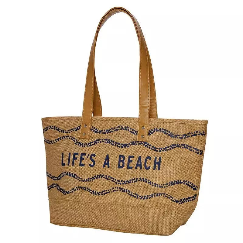 Jute Tote Beach Size 17.25in W x 10.5in H 5.5in Gusset Pack of 2