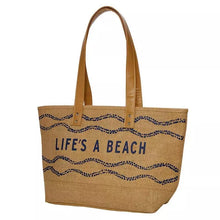 Load image into Gallery viewer, Jute Tote Beach Size 17.25in W x 10.5in H 5.5in Gusset Pack of 2