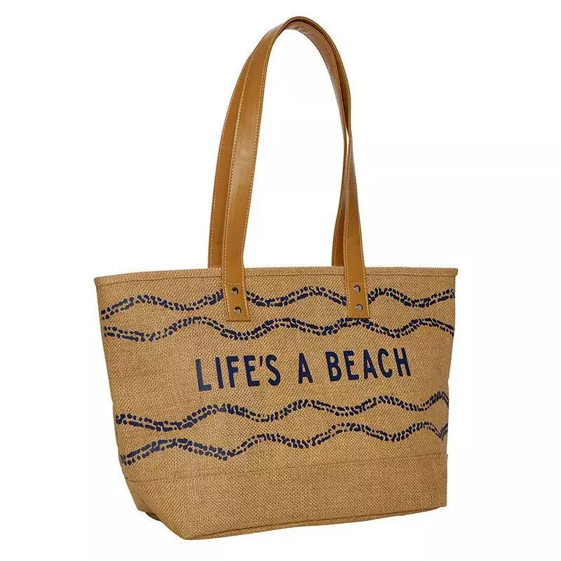 Jute Tote Beach Size 17.25in W x 10.5in H 5.5in Gusset Pack of 2