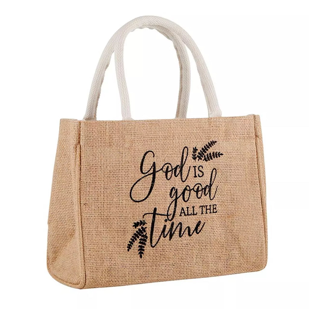 God is Good All the Time Small Jute Tote Bag - Pack of 2