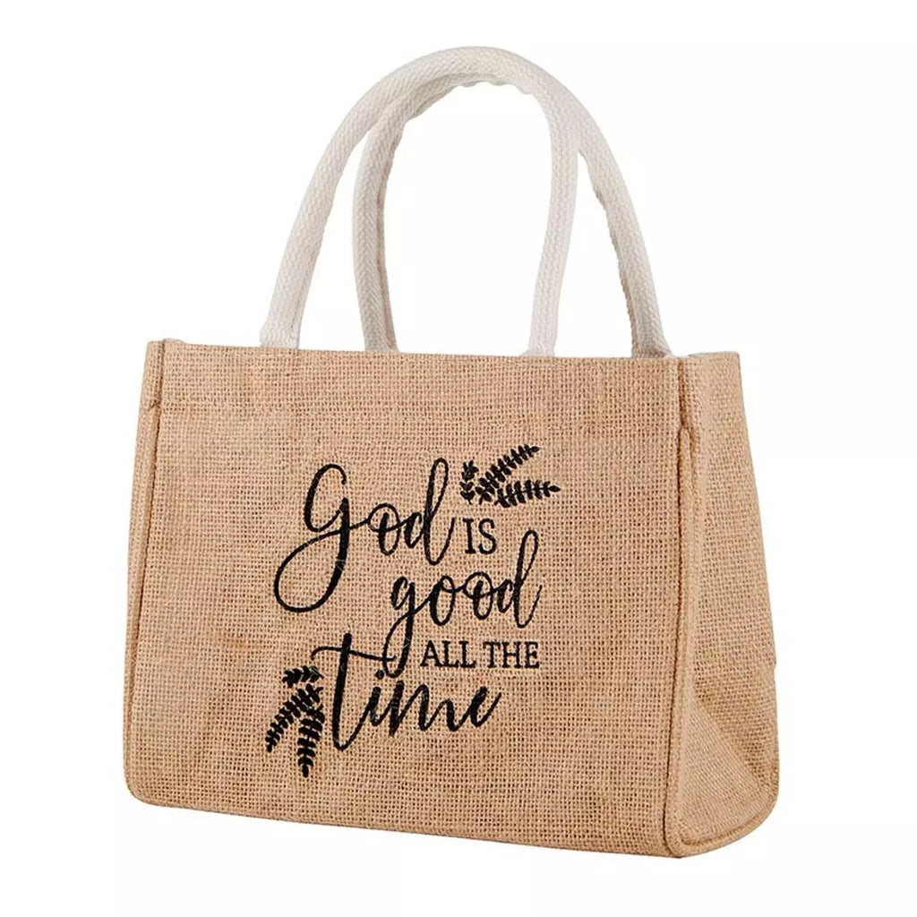 God is Good All the Time Small Jute Tote Bag - Pack of 2