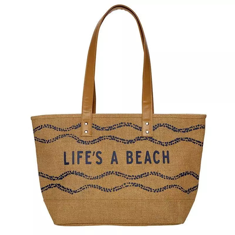 Jute Tote Beach Size 17.25in W x 10.5in H 5.5in Gusset Pack of 2