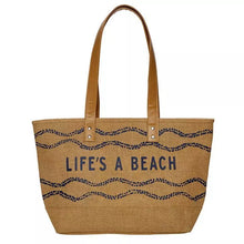 Load image into Gallery viewer, Jute Tote Beach Size 17.25in W x 10.5in H 5.5in Gusset Pack of 2